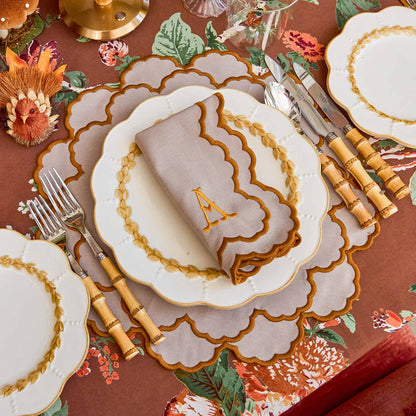 Taupe & Mustard Lily Napkins (Set of 4)