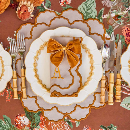 Taupe & Mustard Lily Napkins (Set of 4)