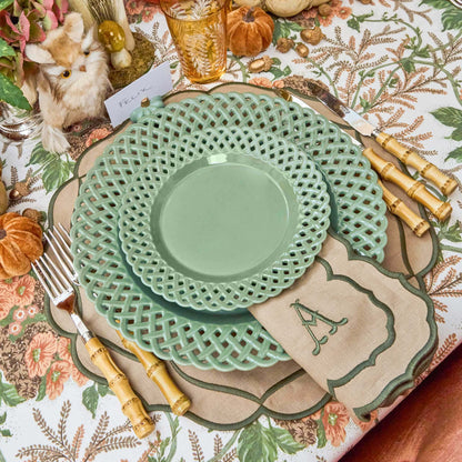 Sage Basketweave Dinner Plates (Set of 4)