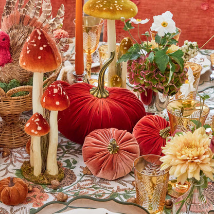 Large Burnt Orange Velvet Pumpkin (Pair)