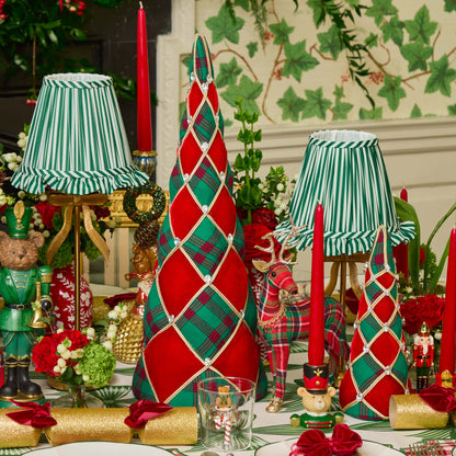Forest Green Striped Ruffle Lampshade (18cm)