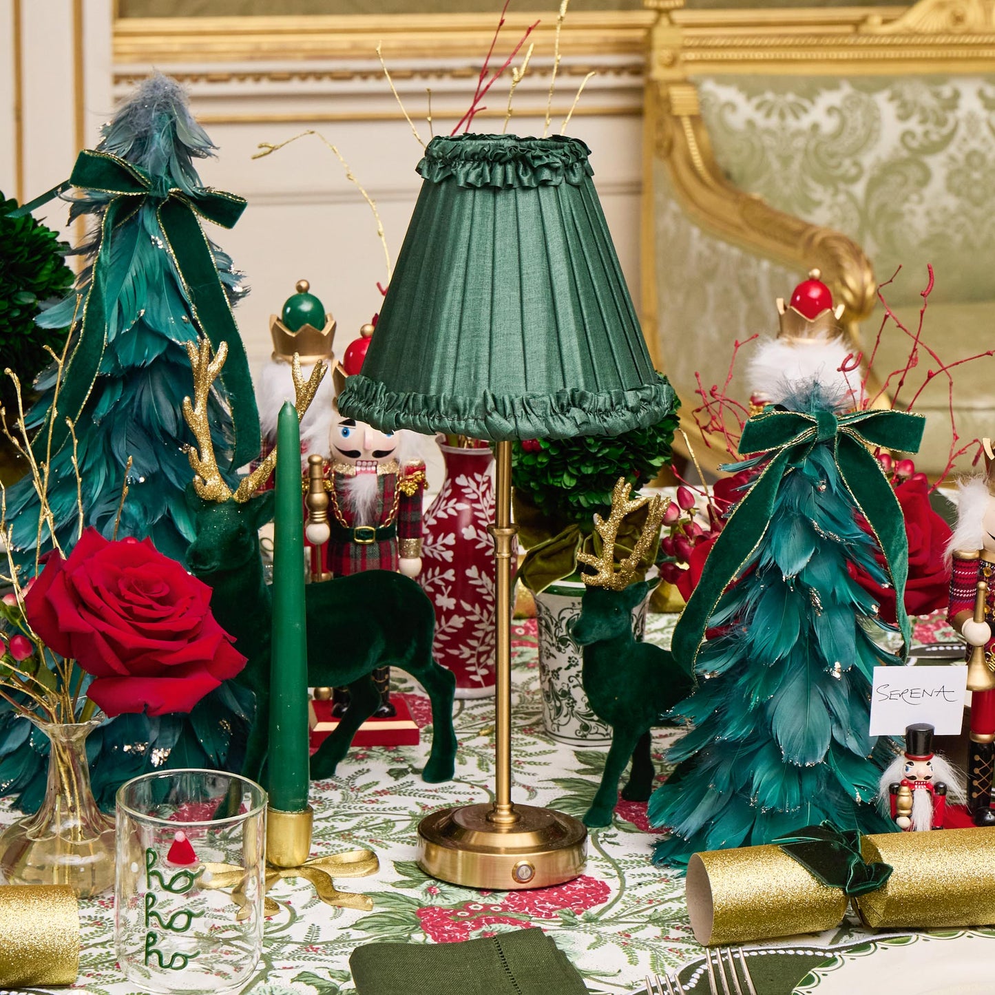 Forest Green Frilled Silk Lampshade (18cm)