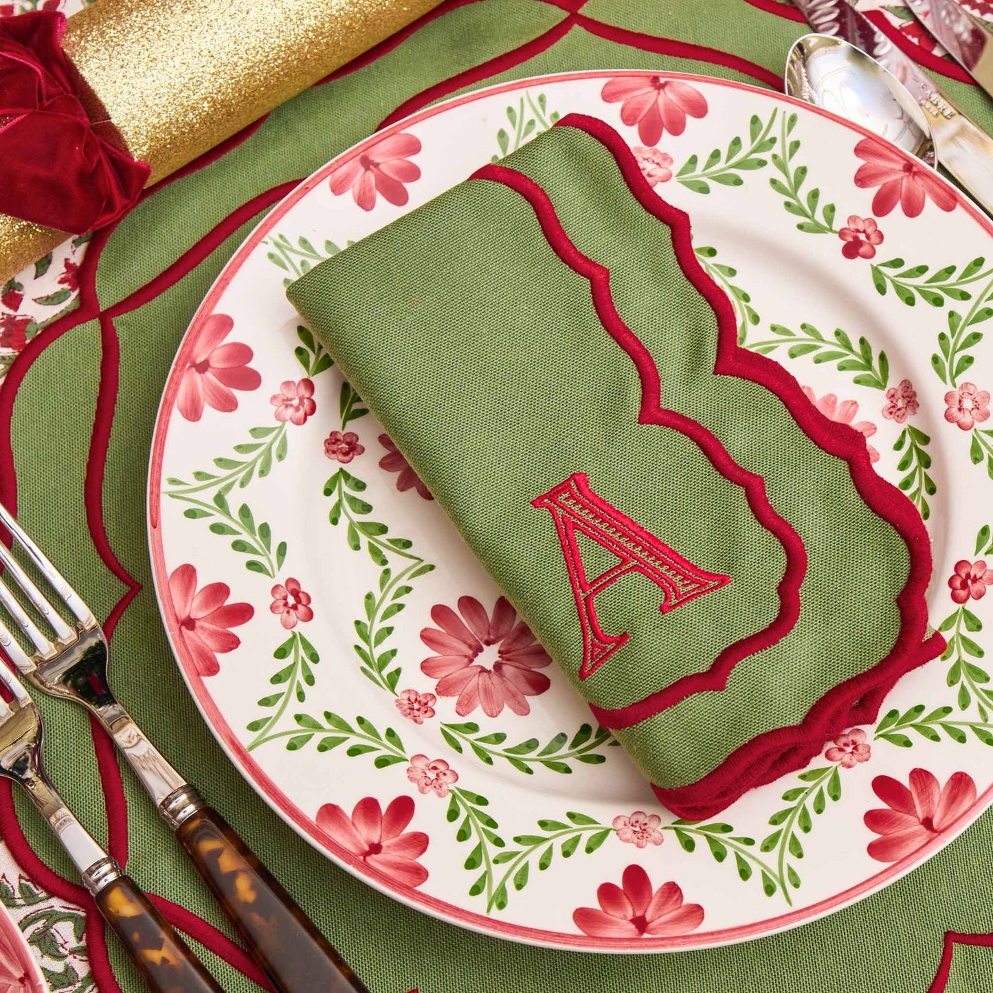 Green & Red Sylvia Napkins (Set of 4)