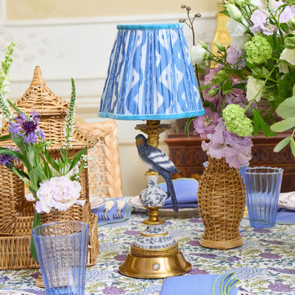 Blue Parrot Rechargeable Lamp with Blue Ikat Shade (18cm)