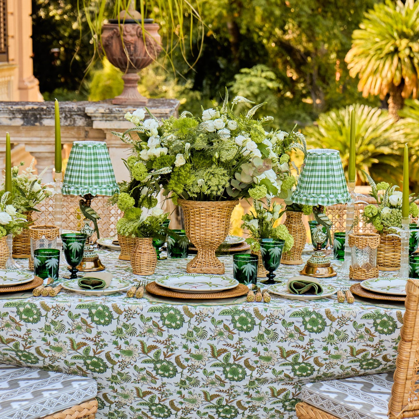 Emerald Palm Tree Glassware (Set of 8)