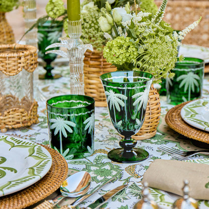 Emerald Palm Tree Glassware (Set of 8)