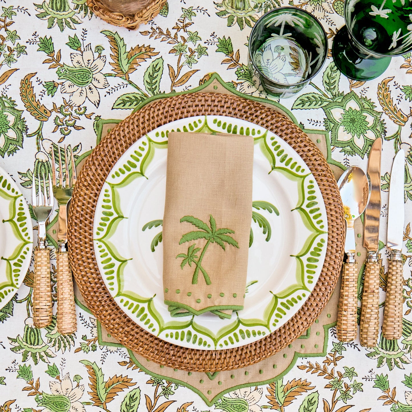 Sand & Green Celestria Palm Tree Napkins (Set of 4)