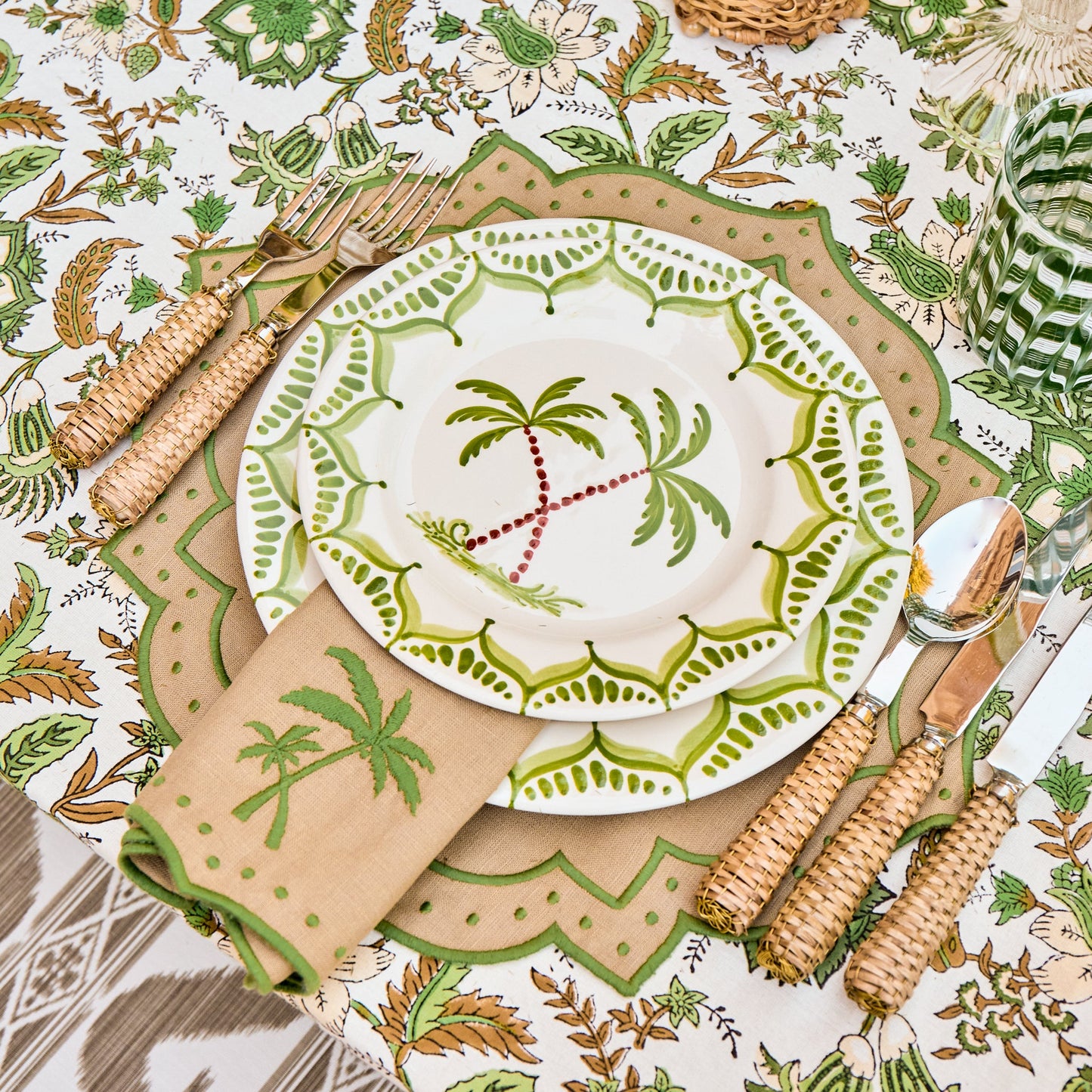Sand & Green Celestria Palm Tree Napkins (Set of 4)