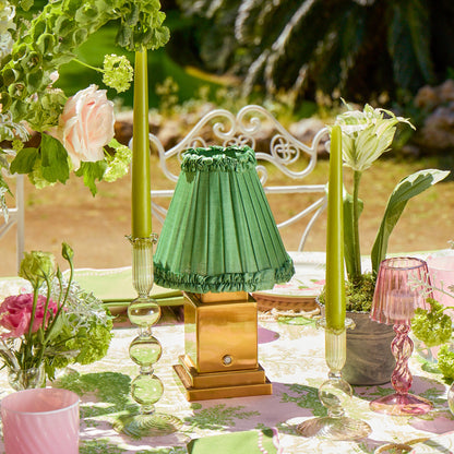 Green Frilled Silk Lampshade (18cm)