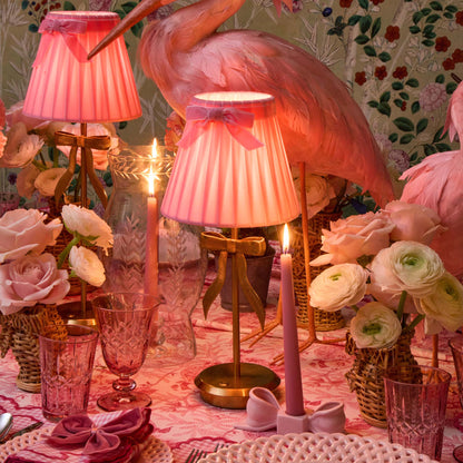 Pink Velvet Bow Lampshade (18cm)