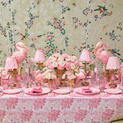 Tall Marilyn Bow Rechargeable Lamp with Pale Pink Silk Frilled Shade (18cm)