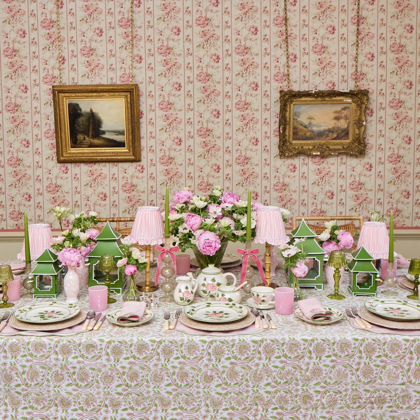 Pink & Green Eloise Linen Placemats (Set of 4)