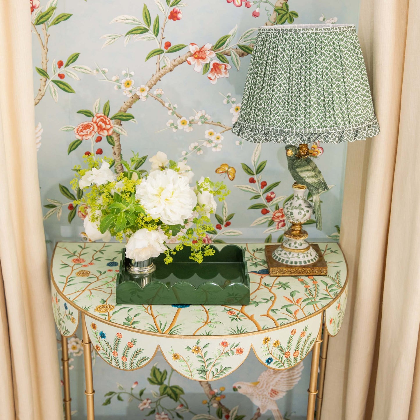 Olive Lotus Ruffle Lampshade (30cm)