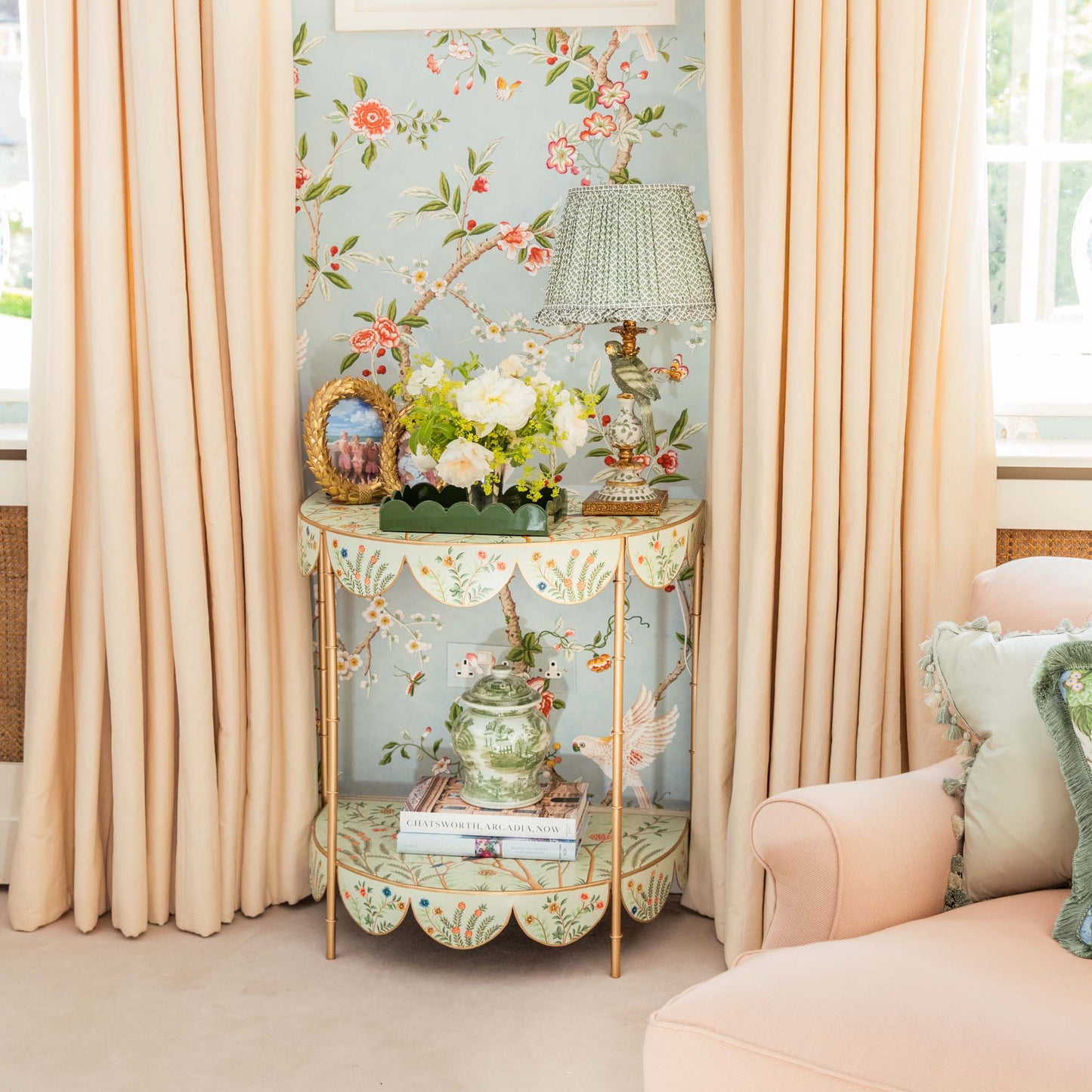 Olive Lotus Ruffle Lampshade (30cm)
