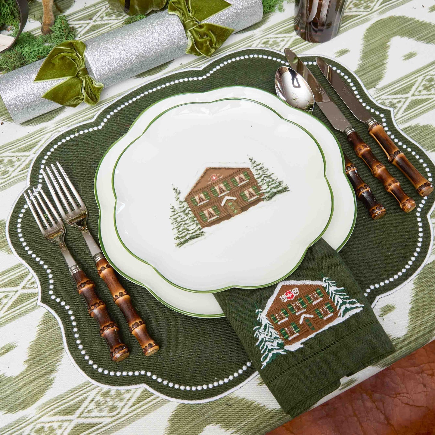 Forest Green Eloise Linen Placemats (Set of 4)