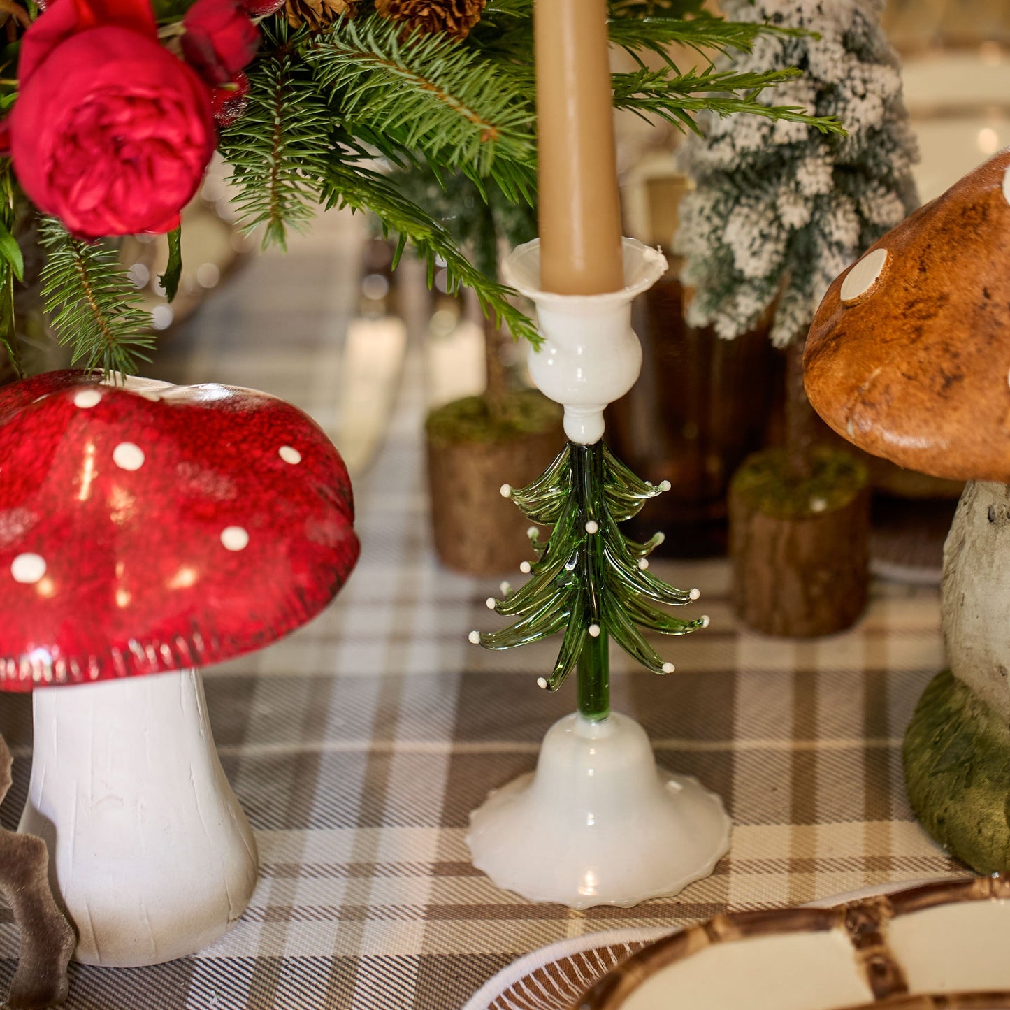 Christmas Tree Glass Candle Holder (Pair)