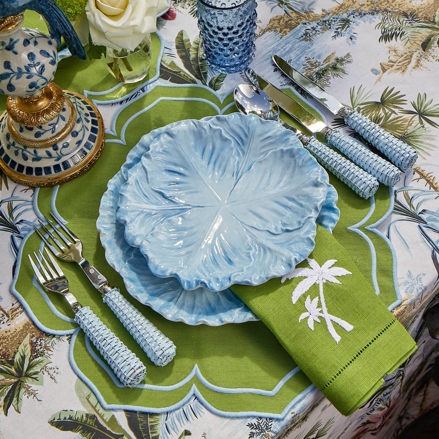 Blue Serena Cabbage Starter Plates (Set of 4)