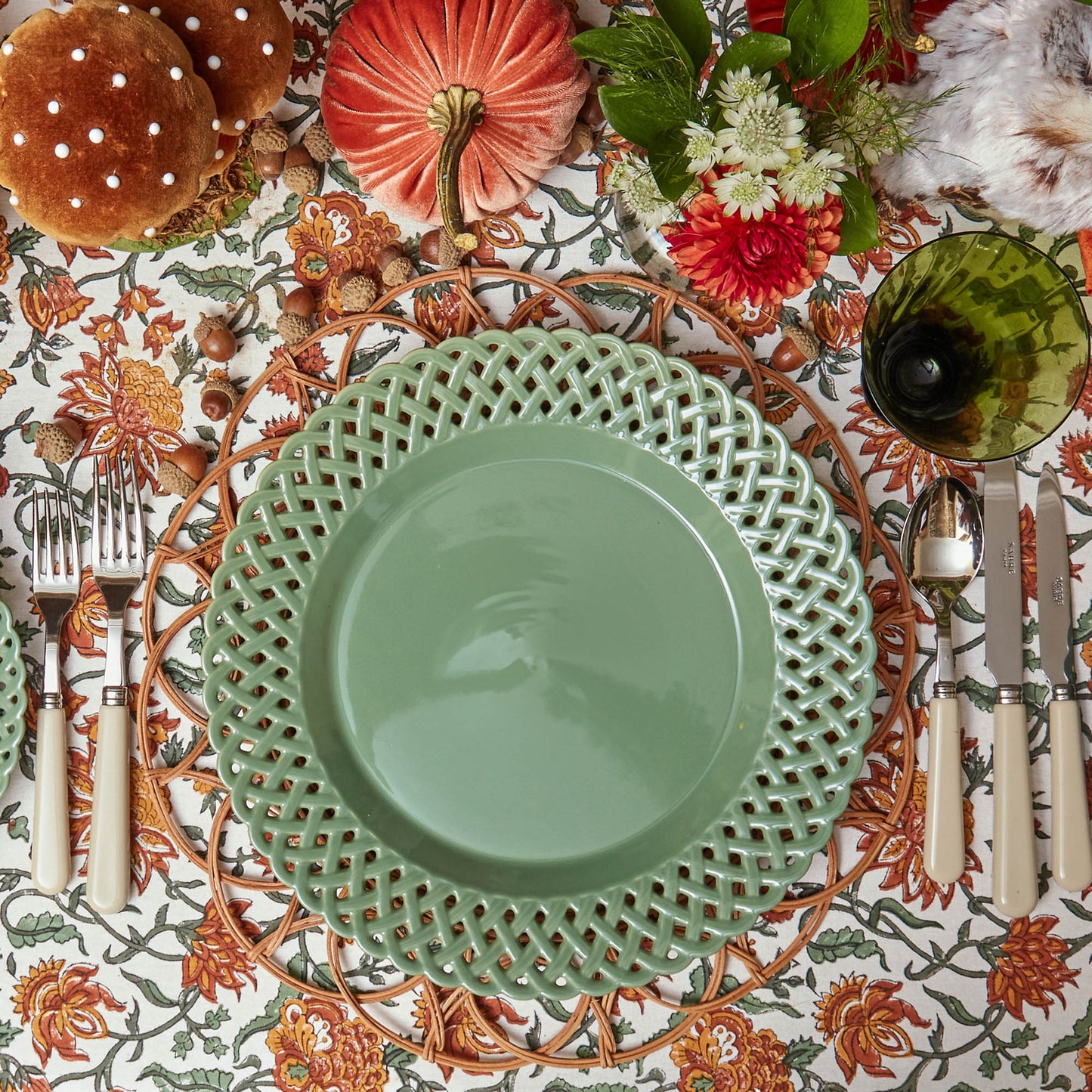 Sage Basketweave Dinner Plates (Set of 4)