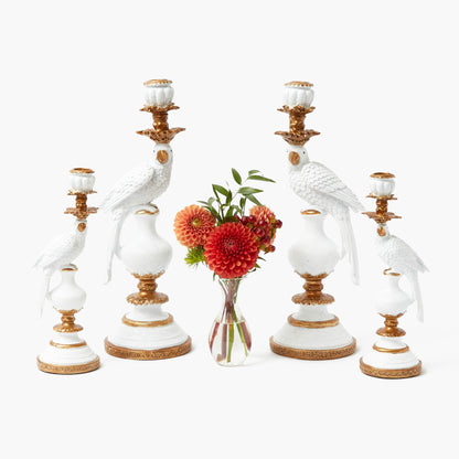 White Small Parrot Candle Holders (Pair)