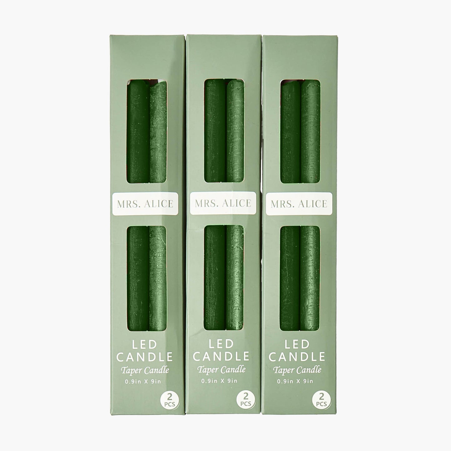 Forest Green LED Dinner Candles (Set of 6)