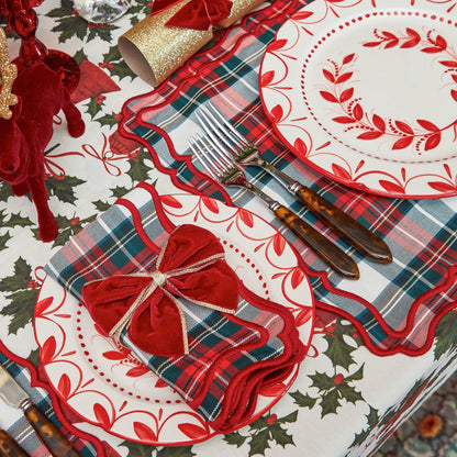 Red Gold Trimmed Velvet Napkin Bows (Set of 4)