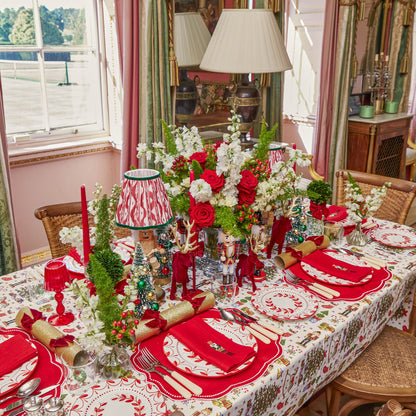 Red Nutcracker Embroidered Linen Napkins (Set of 4)