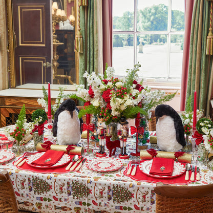 Red Nutcracker Embroidered Linen Napkins (Set of 4)