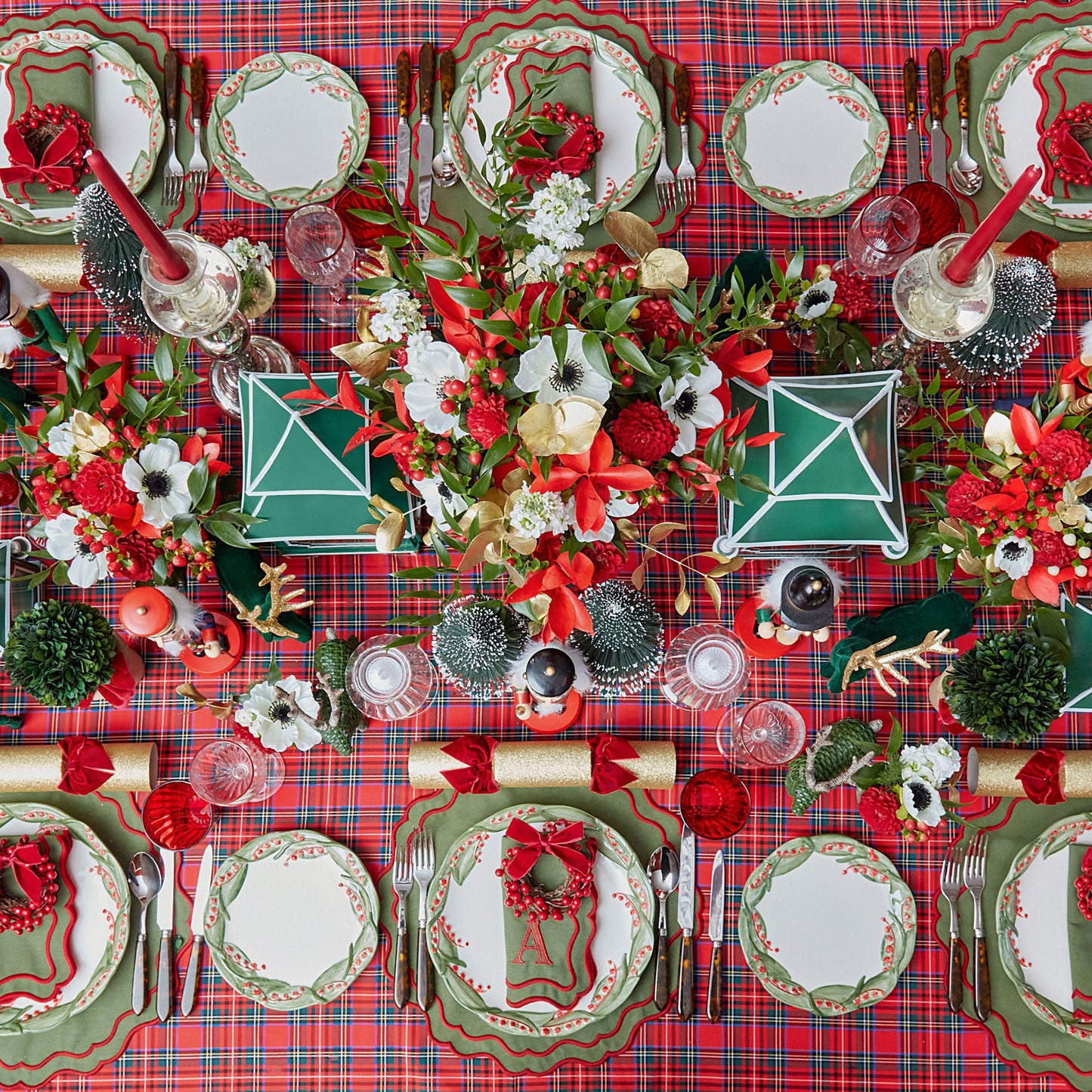 Green & Red Katherine Placemats & Napkins (Set of 4)