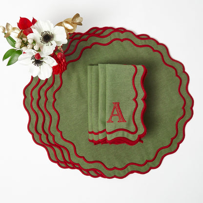 Green & Red Katherine Placemats & Napkins (Set of 4)