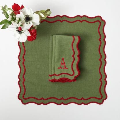 Green & Red Katherine Placemats & Napkins (Set of 4)