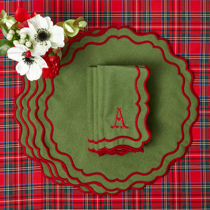 Green & Red Katherine Placemats & Napkins (Set of 4)