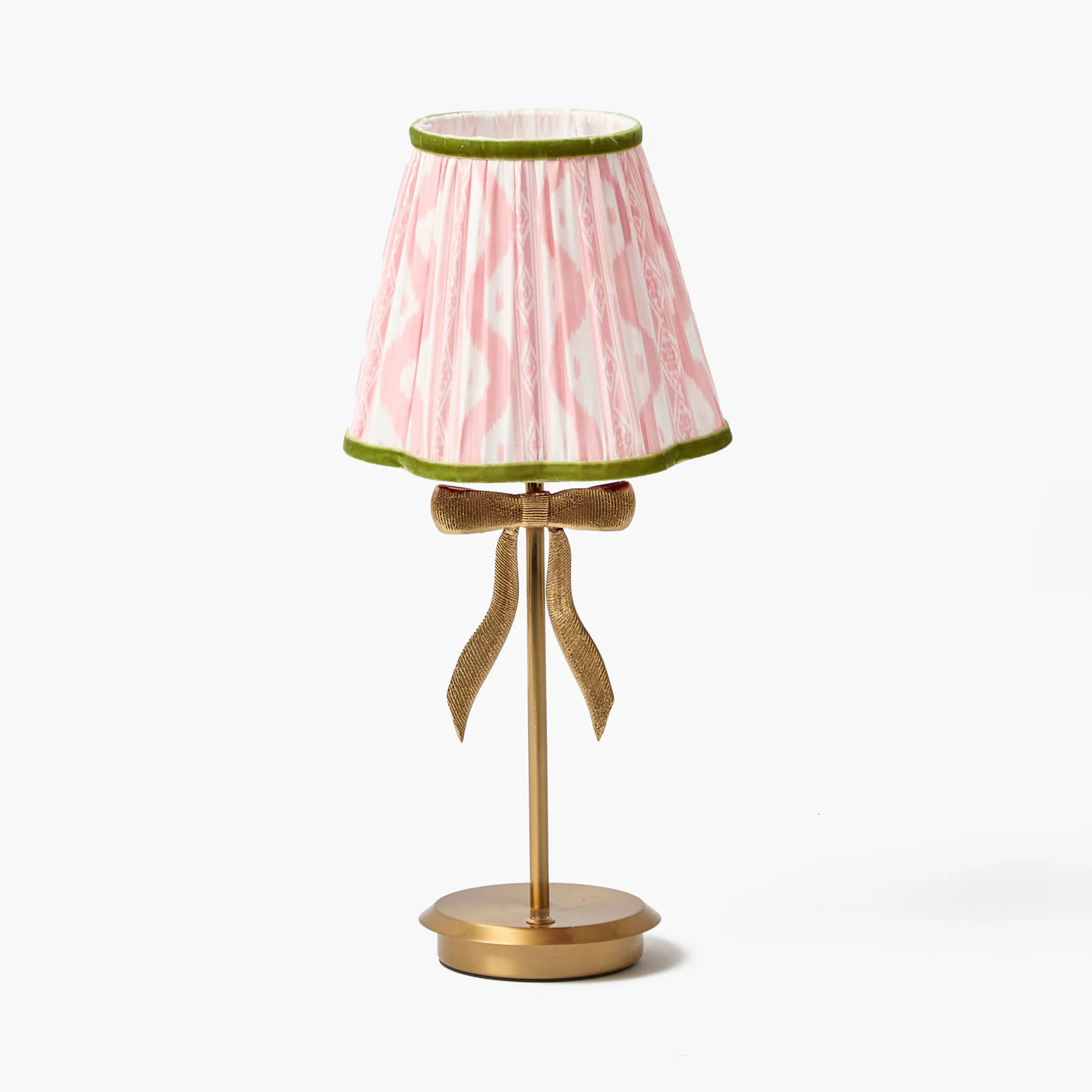 Marilyn Bow Rechargeable Lamp with Pink & Green Ikat Shade (18cm)