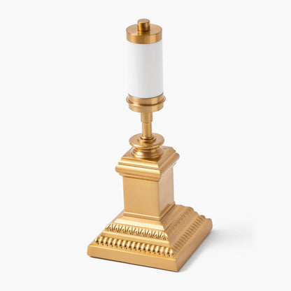 Short Corinthian Square Rechargeable Lamp with Cream Shade (18cm)