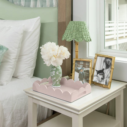 Soft Pink Small Scalloped Lacquer Tray