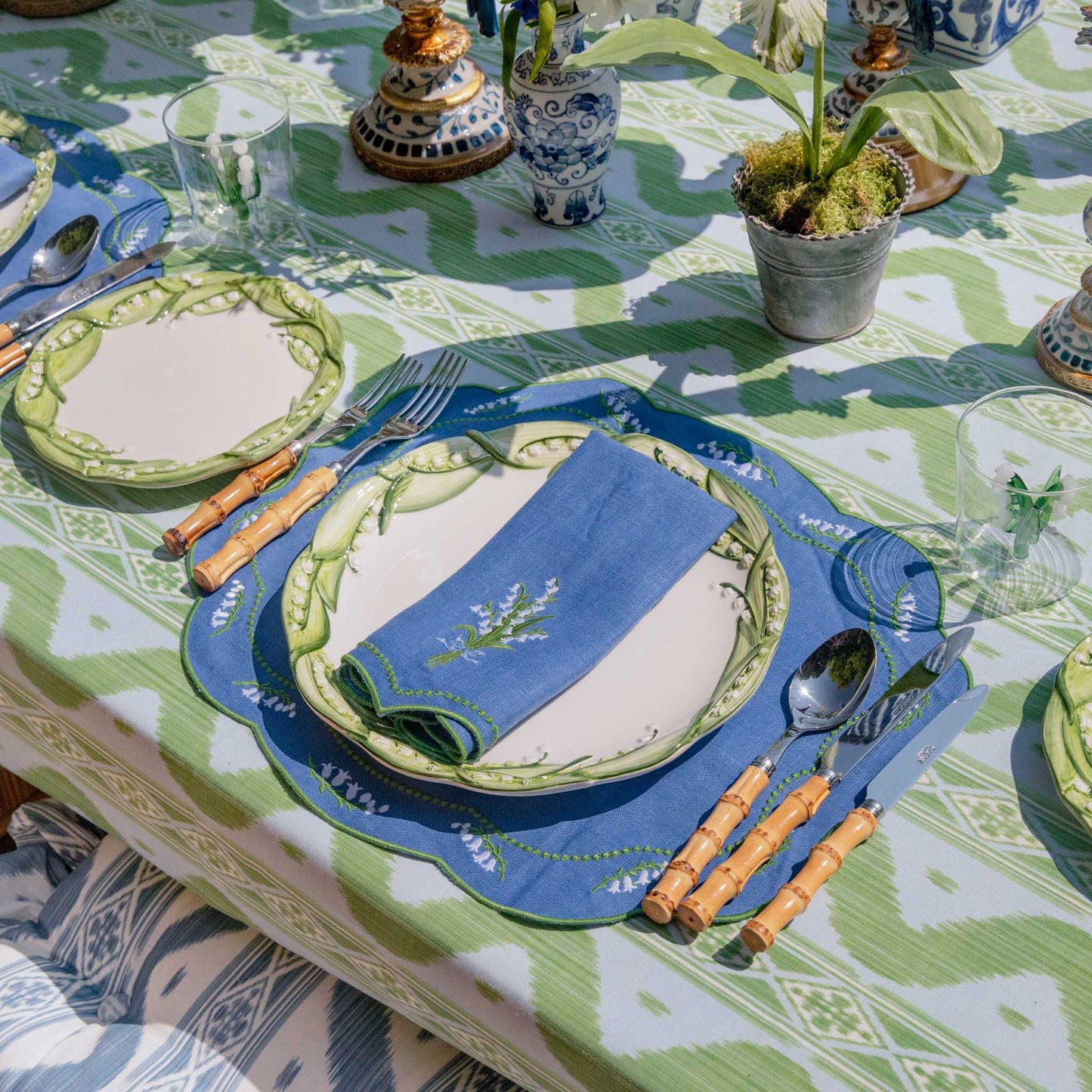 Blue Lily of the Valley Linen Napkins (Set of 4)