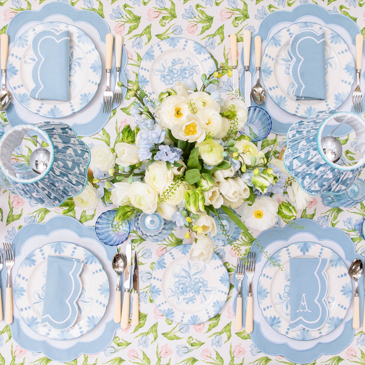 Blue Serena Appliqué Placemats (Set of 4)