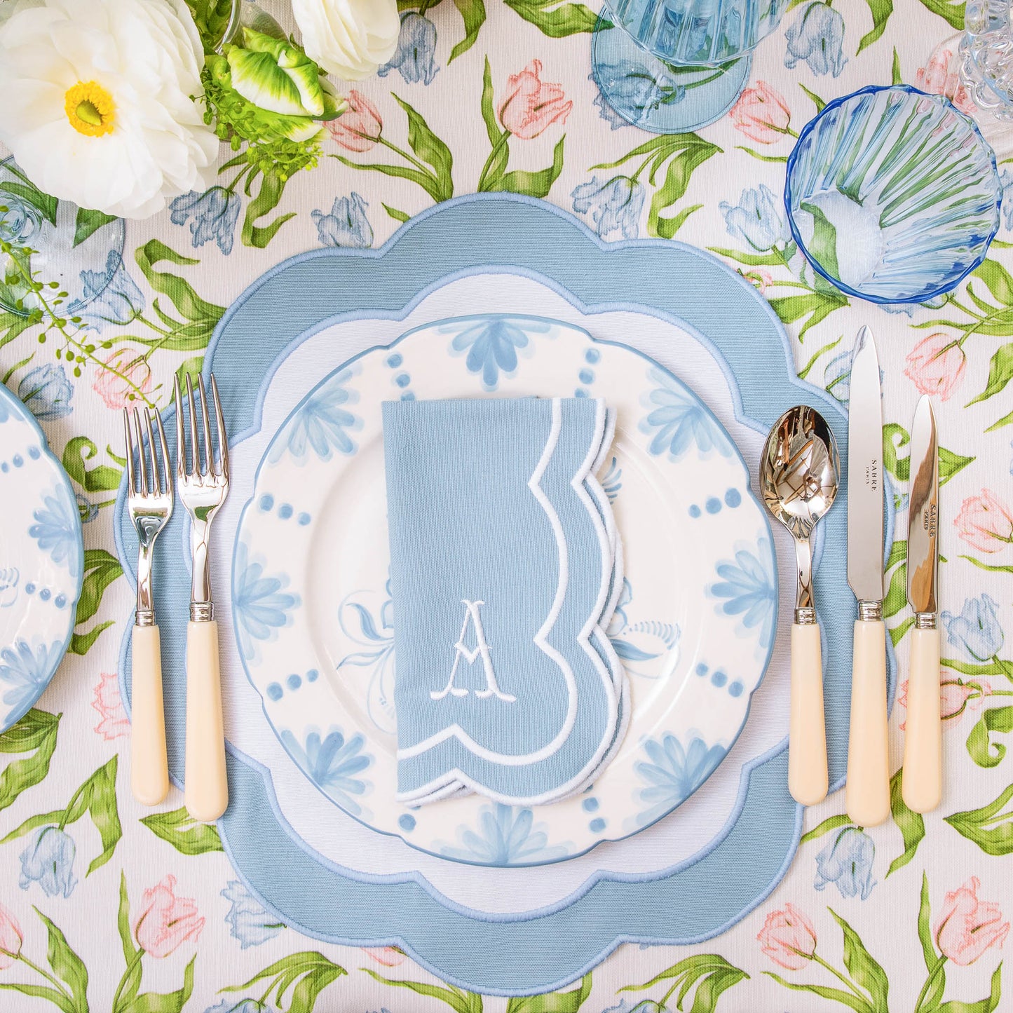 Blue Serena Appliqué Napkins (Set of 4)