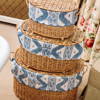 Isabella Rattan Basket with Ikat Liner (Medium)