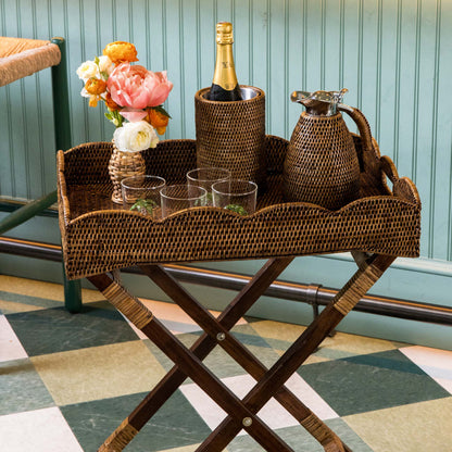 Dark Brown Rattan Butlers Tray