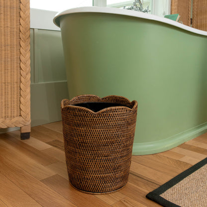 Dark Brown Rattan Waste Paper Bin
