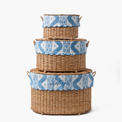 Isabella Rattan Basket with Ikat Liner (Medium)