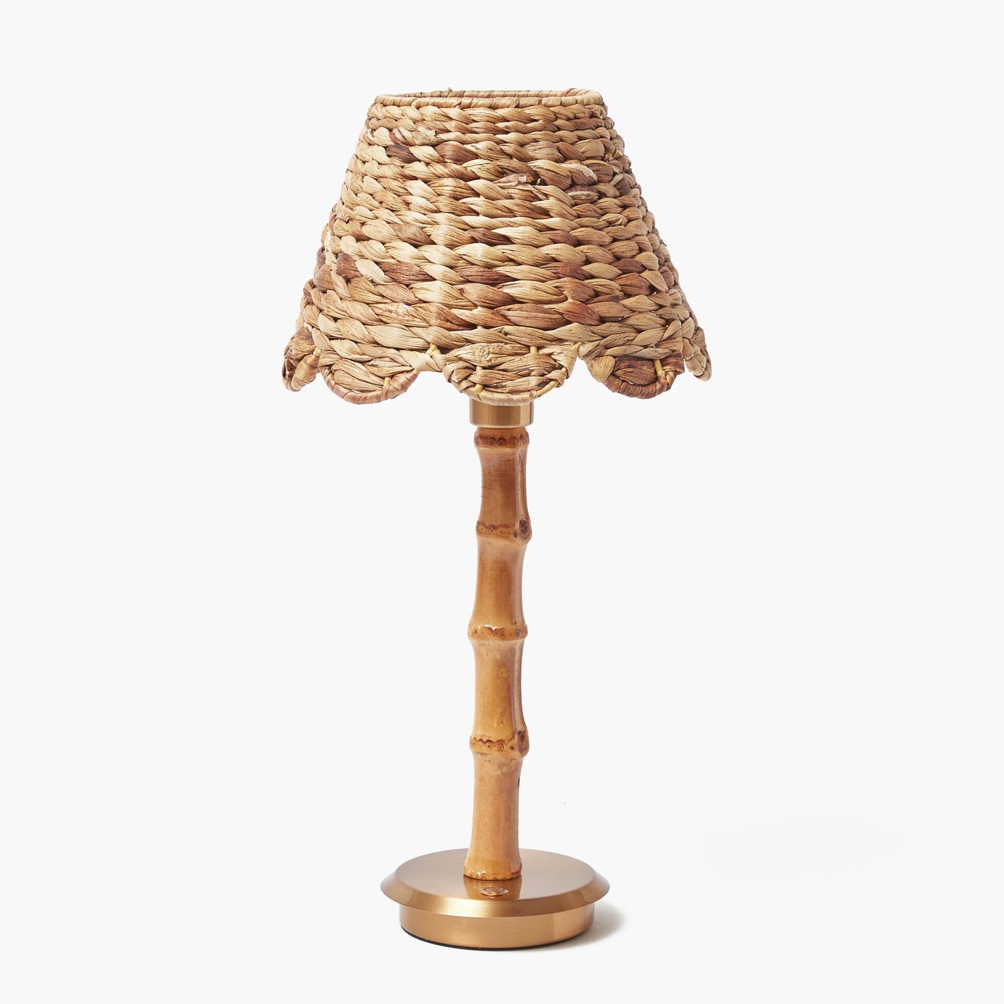 Bamboo Rechargeable Lamp with Natural Seagrass Shade (24cm)