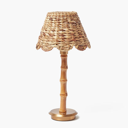 Bamboo Rechargeable Lamp with Natural Seagrass Shade (24cm)