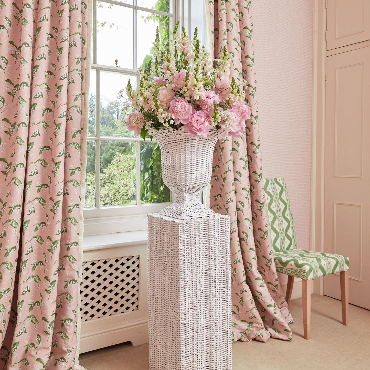 Pink Lily of the Valley Fabric