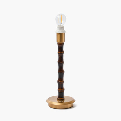 Burnt Bamboo Rechargeable Lamp with Chocolate Ikat Shade (18cm)