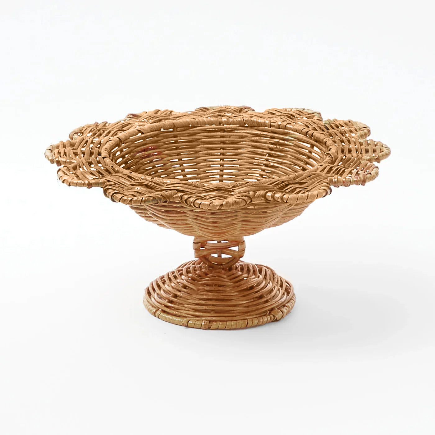 Small Luciana Scalloped Rattan Bowl