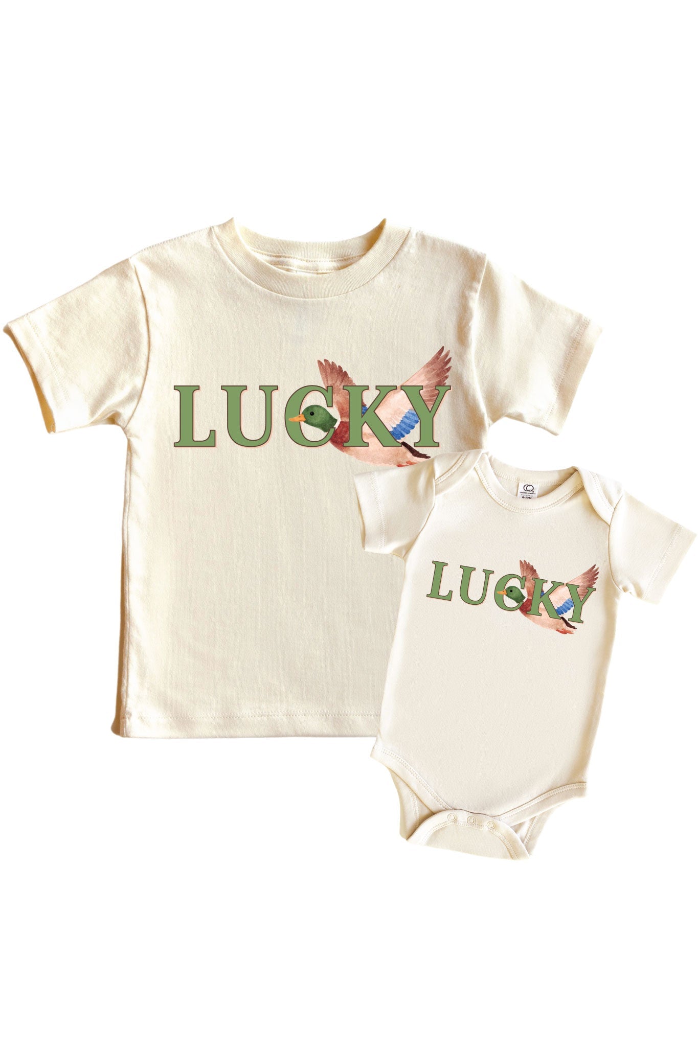 Lucky Duck Graphic Bodysuit & Kids Tee | Natural