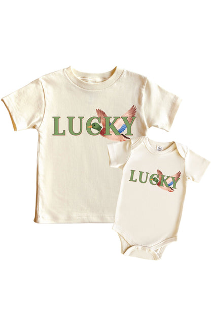 Lucky Duck Graphic Bodysuit & Kids Tee | Natural
