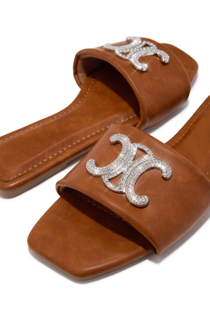 Ceci Flat Slip On Sandals - Tan
