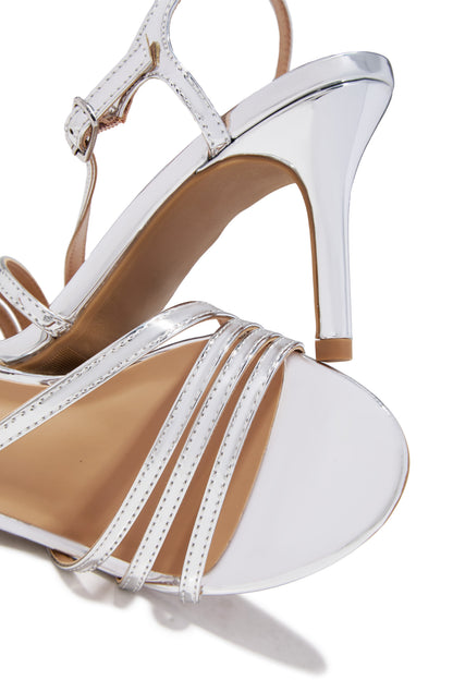 Karina Strappy Single Sole Heels - Silver